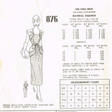 Modes Royale 876: 1950s Rare Misses Designer Dress Sz 30B Vintage Sewing Pattern