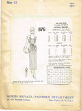 Modes Royale 876: 1950s Rare Misses Designer Dress Sz 30B Vintage Sewing Pattern