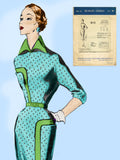 Modes Royale D24: 1950s Rare Misses Designer Dress Sz 30B Vintage Sewing Pattern