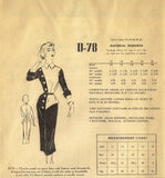 Modes Royale D78: 1950s Rare Misses Designer Dress Sz 30B Vintage Sewing Pattern