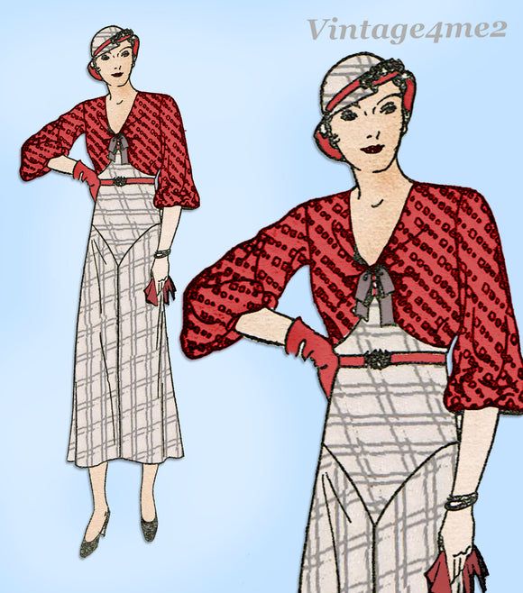 1930's New Twist Flaring Dress Simplicity Vintage Sewing Pattern 2989 Bust  34
