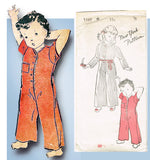 1940s Vintage New York Sewing Pattern 1165 Uncut WWII Childs Pajamas Size 8 26B