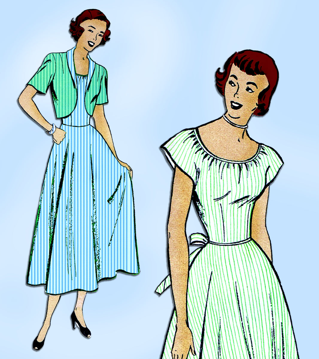 New York 434: 1950s Uncut Misses Dress & Bolero Size 29 B Vintage Sewi ...