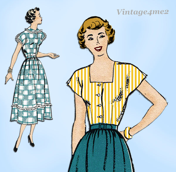 Vintage Sewing Dress Pattern 3867 The American Weekly 1940s Junior Miss  Size 15
