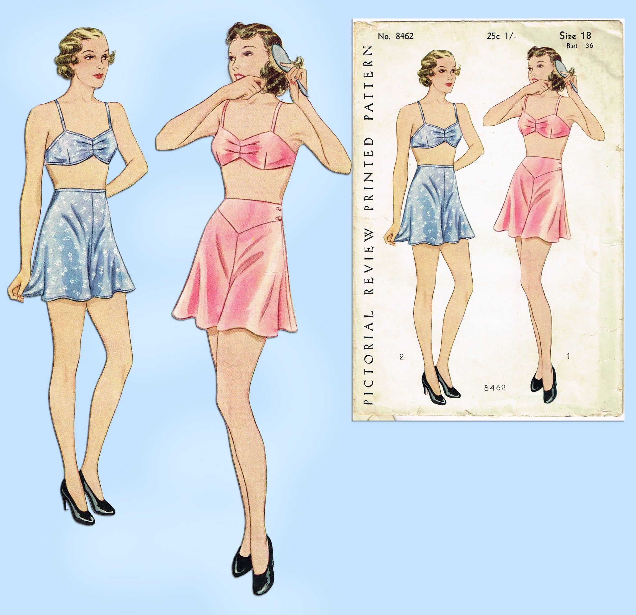 Vintage Sewing Pattern Multi Size 1930s Bra in 2 Versions 32-50