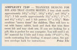 1940s VTG Simplicity Embroidery Transfer 7249 Uncut Baby Bib & Tray Cloth Motifs