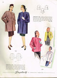 Simplicity 1219: 1940s Stunning Misses Jacket Sz 36 Bust Vintage Sewing Pattern