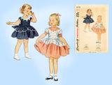 1950s Vintage Simplicity Sewing Pattern 3179 Toddler Girls Party Dress Size 5