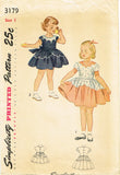 1950s Vintage Simplicity Sewing Pattern 3179 Toddler Girls Party Dress Size 5