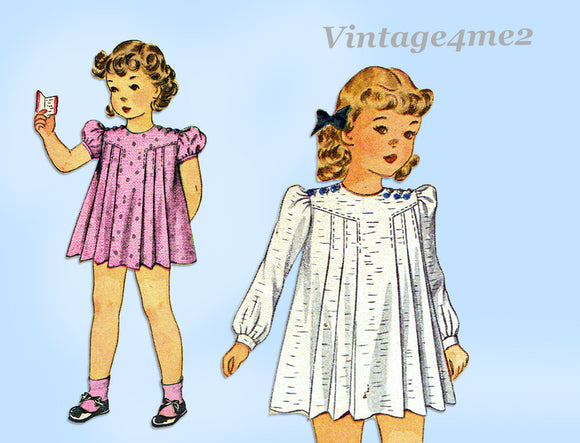 Simplicity 3790: 1930s Cute Baby Girls Pleated Dress Sz 1 Vintage Sewing Pattern