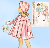 1960s Vintage Simplicity Sewing Pattern 4834 Sweet Baby Girls Coat & Bonnet Sz 2