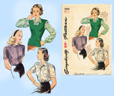 Simplicity 1089: 1940s WWII Misses Blouse & Jerkin Sz 32B Vintage Sewing Pattern