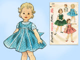 1950s Vintage Simplicity Sewing Pattern 1251 Cute Toddler Girls Empire Dress Sz 6