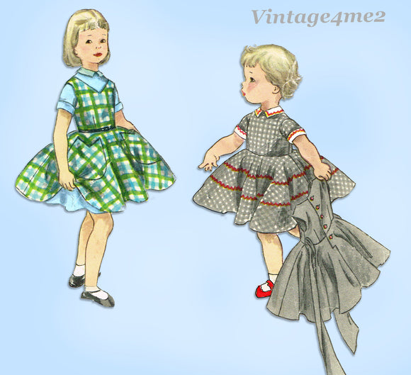 Simplicity 1292: 1950s Baby Girls Jumper & Dress Sz 2 Vintage Sewing Pattern