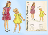 Simplicity 1439: 1940s Cute Easy Toddler Girls Dress Sz 3 Vintage Sewing Pattern