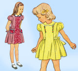 Simplicity 1439: 1940s Cute Easy Toddler Girls Dress Sz 3 Vintage Sewing Pattern