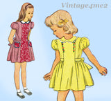 Simplicity 1439: 1940s Cute Easy Toddler Girls Dress Sz 3 Vintage Sewing Pattern