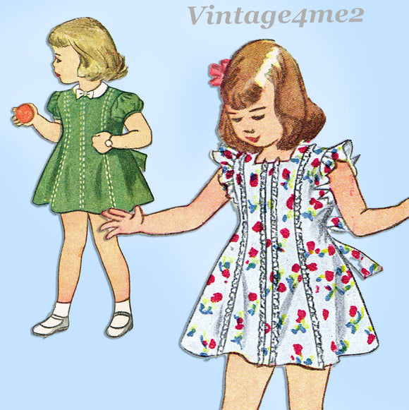 Simplicity 1569: 1940s Toddler Girls Dress Sz 4 Vintage Sewing Pattern ...
