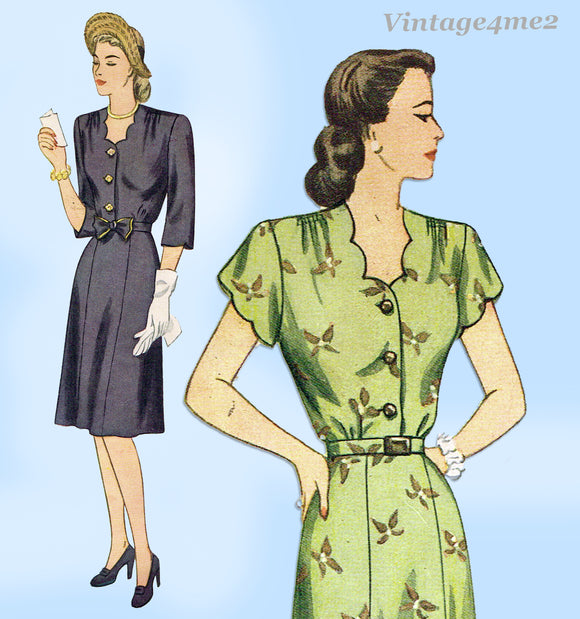 Simplicity 1571: 1940s Misses WWII Street Dress Size 36 B Vintage Sewing Pattern