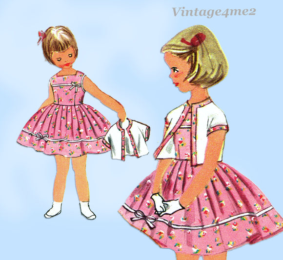 Simplicity 1978: 1950s Sweet Toddler Girls Dress Size 2 Vintage Sewing Pattern