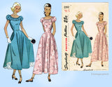 Simplicity 2392: 1940s Charming Misses Party Dress Sz 33B Vintage Sewing Pattern