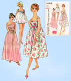 Simplicity 3023: 1950s Easy Misses Nightgown Set Sz 34 B Vintage Sewing Pattern