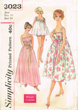 Simplicity 3023: 1950s Easy Misses Nightgown Set Sz 34 B Vintage Sewing Pattern