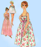 Simplicity 3023: 1950s Easy Misses Nightgown Set Sz 34 B Vintage Sewing Pattern