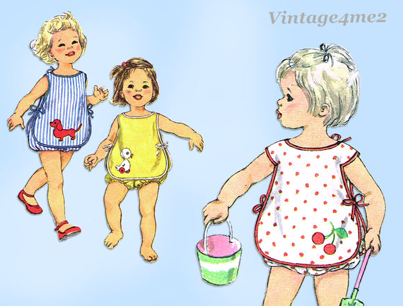 Simplicity 3501: 1960s Baby Play Apron & Bloomers Sz 6mos Vintage Sewing Pattern