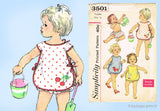 Simplicity 3501: 1960s Baby Play Apron & Bloomers Sz 6mos Vintage Sewing Pattern