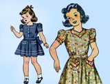 1940s Vintage Simplicity Sewing Patern 4103 Cute WWII Little Girls Day Dress Sz 8