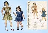 1940s Vintage Simplicity Sewing Patern 4103 Cute WWII Little Girls Day Dress Sz 8