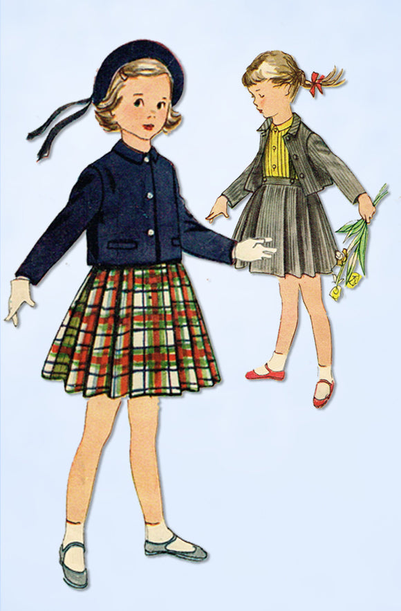 1950s Vintage Simplicity Sewing Pattern 4236 Uncut Toddler Girls Suit Size 3