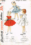 1950s Vintage Simplicity Sewing Pattern 4273 Cute Simple Toddler Girls Dress Sz 2