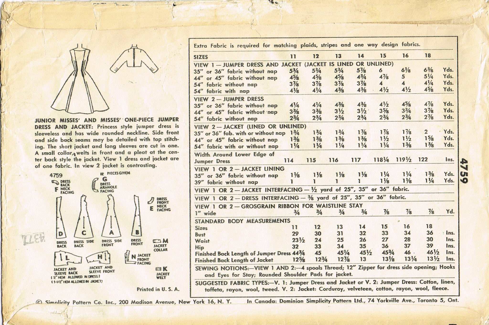 Simplicity 4759 - Patterns