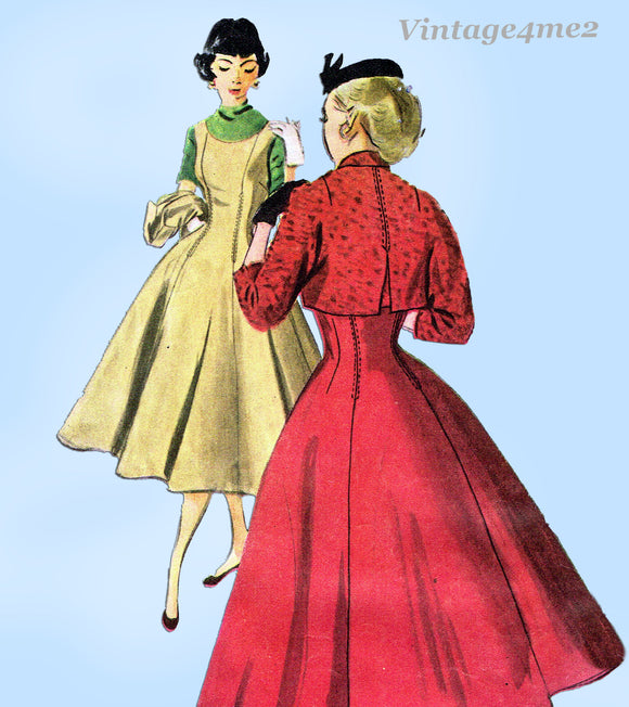 1950s Vintage Simplicity Sewing Pattern 4759 Uncut Misses Dress & Bolero Sz 32 B