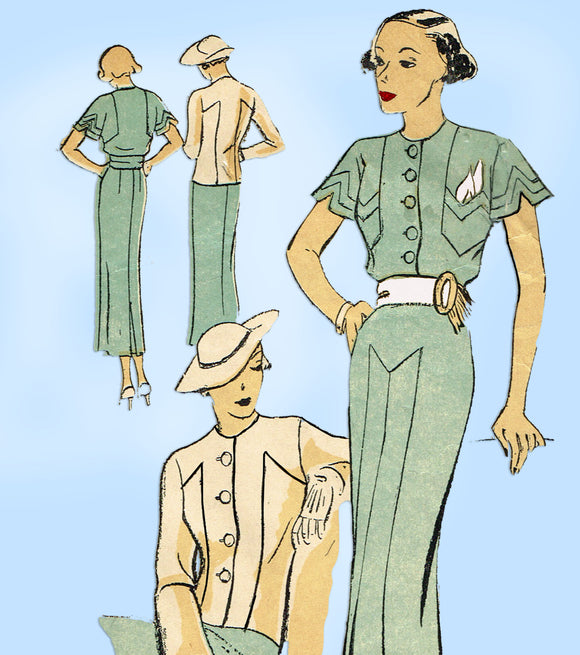 Style 4005: 1930s Uncut Misses Dress Size 36 Bust Vintage Sewing Pattern - Vintage4me2