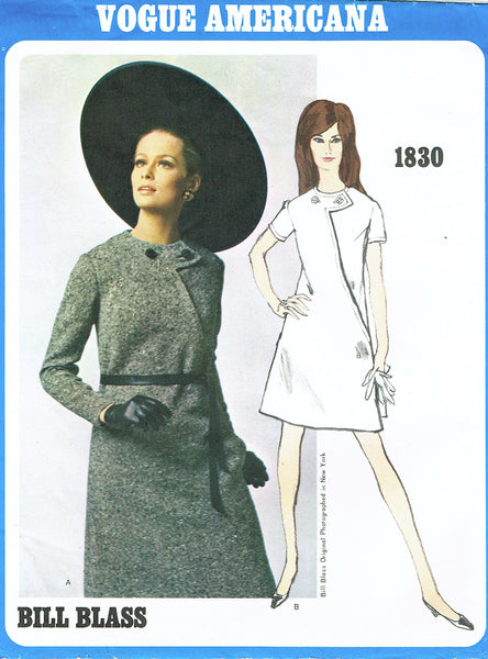 1960s Vintage Vogue Americana Sewing Pattern 1830 Uncut Bill Blass Dress Sz 36 B