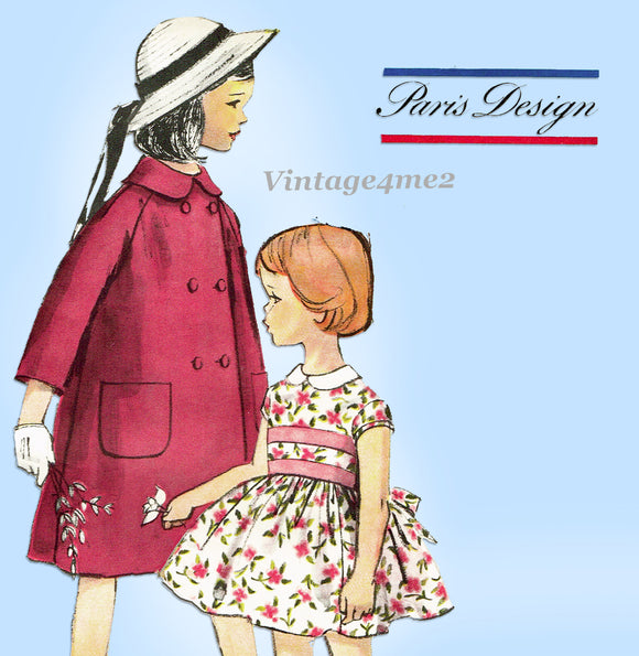 Vogue 5203: 1950s Cute Little Girls Dress & Coat Size 8 Vintage Sewing Pattern