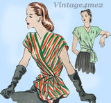 Vogue 5294: 1940s Chic Uncut Misses Surplice Blouse 34 B Vintage Sewing Pattern - Vintage4me2