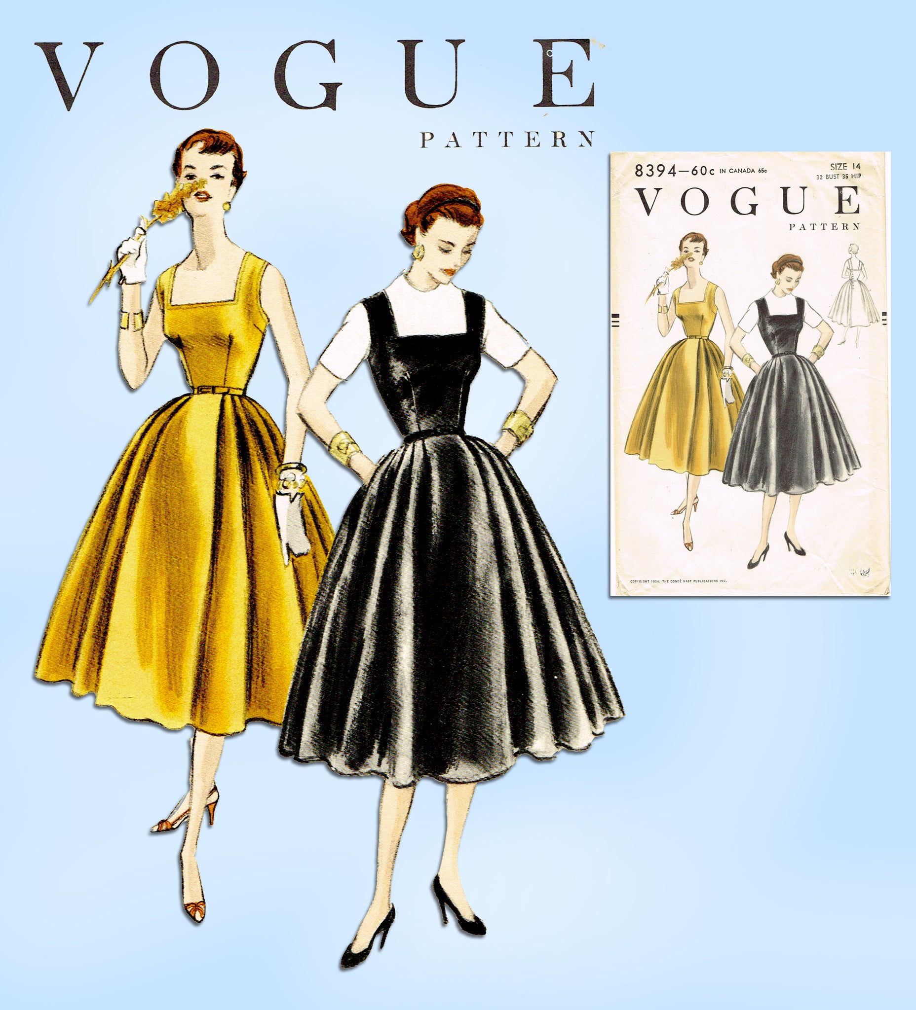 1960s MOD Two Piece Cocktail or Evening Dress Pattern VOGUE 7333 Ruffled V  Neckline,Mini or Maxi Skirt Bust 36 Vintage Sewing Pattern