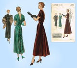 Vogue S-4932: 1940s Glamorous Misses Dinner Dress Sz 34 B Vintage Sewing Pattern