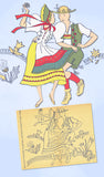 1930s Uncut Weldon English Embroidery Transfer 20742 Uncut Dancing Peasant Motif - Vintage4me2