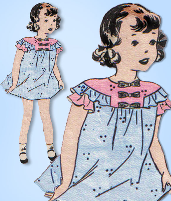 1930s Original Vintage Anne Adams Pattern 2187 Toddler Girls Ruffled Dress Sz 2