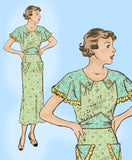 Anne Adams 2711: 1930s Lovely Misses Day Dress Sz 34 Bust Vintage Sewing Pattern