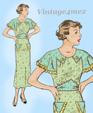 Anne Adams 2711: 1930s Lovely Misses Day Dress Sz 34 Bust Vintage Sewing Pattern