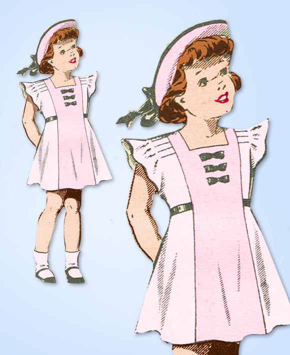 1930s Vintage Anne Adams Sewing Pattern 4360 Toddler Girls Princess Dress Size 6