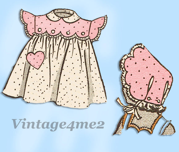 Anne Adams 4524: 1940s Baby Girls Romper & Dress Size 2 Vintage Sewing Pattern