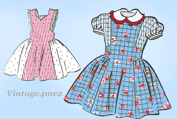 Anne Adams 4546: 1950s Toddler Girls Sun Dress Size 2 Vintage Sewing Pattern