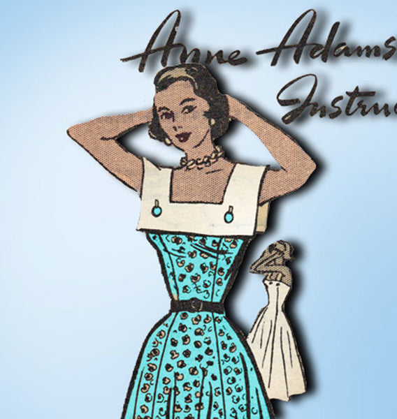 1950s Vintage Anne Adams Sewing Pattern 4613 Misses Sun Dress and Collars Sz 38B